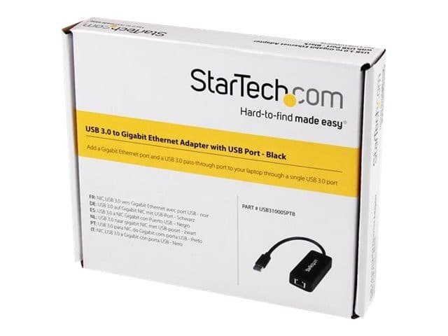 StarTech.com USB31000SPTB USB 3.0 to Gigabit Ethernet Network Adapter NIC with USB Pass-Through Port - Black - Image 9