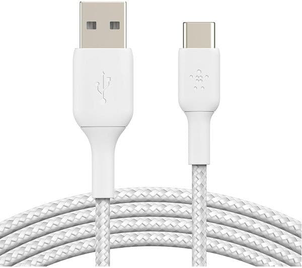 Belkin Braided USB-C to USB-A Cable 3m White - Image 4