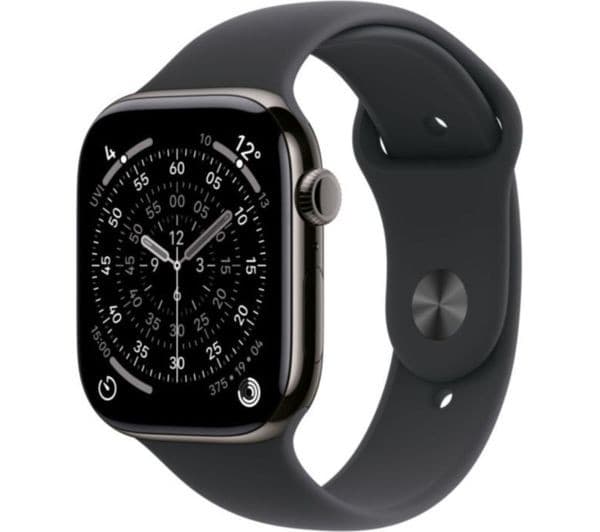 Apple Watch Series 11 GPS + Cellular 46mm Slate Titanium Case with Black Sport Band - S/M - Image 1