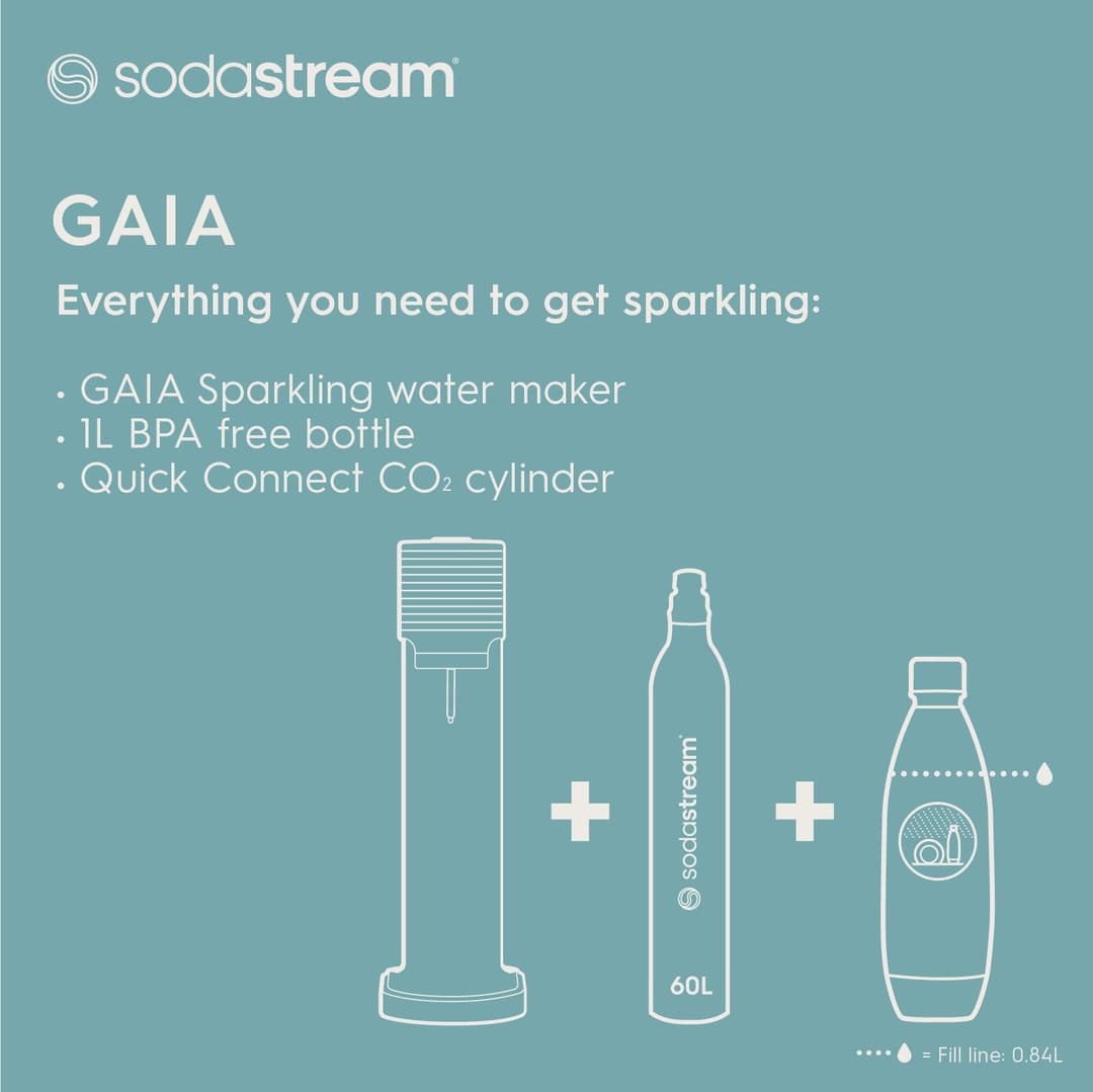 sodastream Gaia Manual Sparkling Water Maker - Black - Image 6