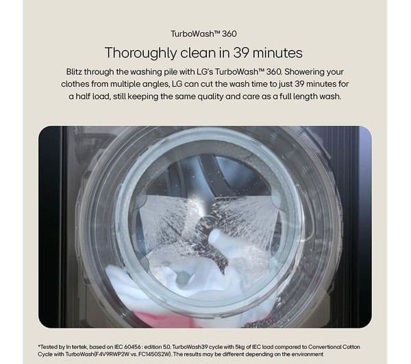 LG TurboWash 360 with AI F4C510GBTN1 10 kg 1400 Spin Washing Machine - Slate Grey - Image 6