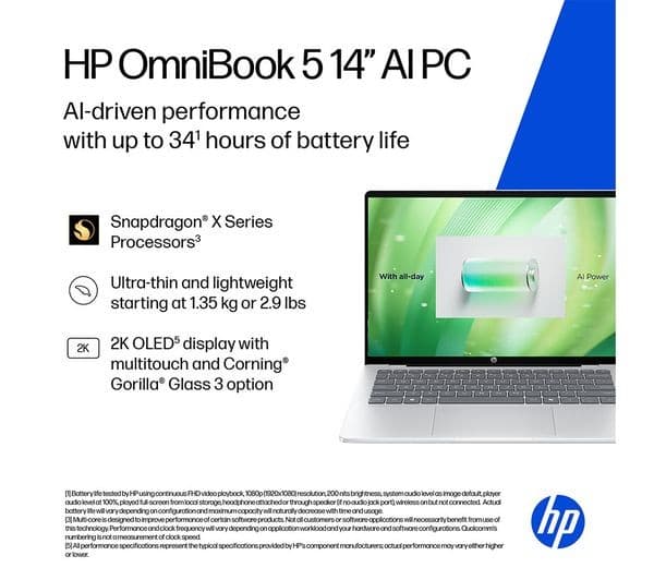 HP OmniBook 5 NGAI Snapdragon X1 512GB Glacier Silver - Image 10