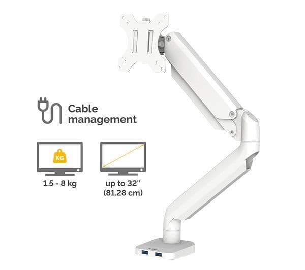 FELLOWES Platinum Series Single Arm Tilt & Swivel 40" Monitor Desk Mount - White - Image 3