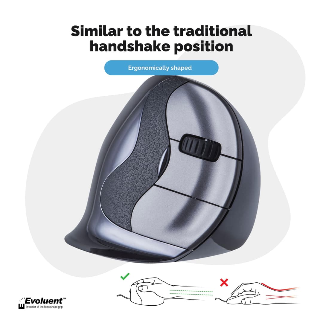 Evoluent VerticalMouse D Wireless Ergonomic Mouse - Black - Image 2