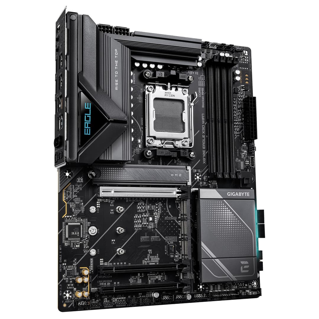 GIGABYTE X870E EAGLE X3D WIFI7 AM5 ATX Motherboard - Supports AMD Ryzen 9000 CPUs, 14+2+2 Phases Digital VRM, DDR5 up to 9000MHz (OC), 1x PCIe 5.0 + 3x PCIe 4.0, Wi-Fi 7, 5GbE LAN, USB4 - Image 3