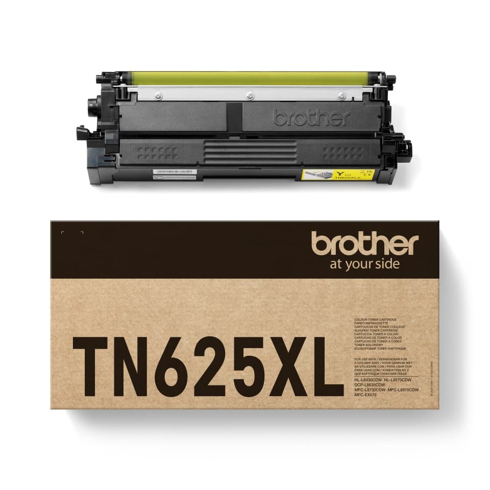 Brother TN-625XL High Yield Original Toner Cartridge 4,500 Pages - Yellow