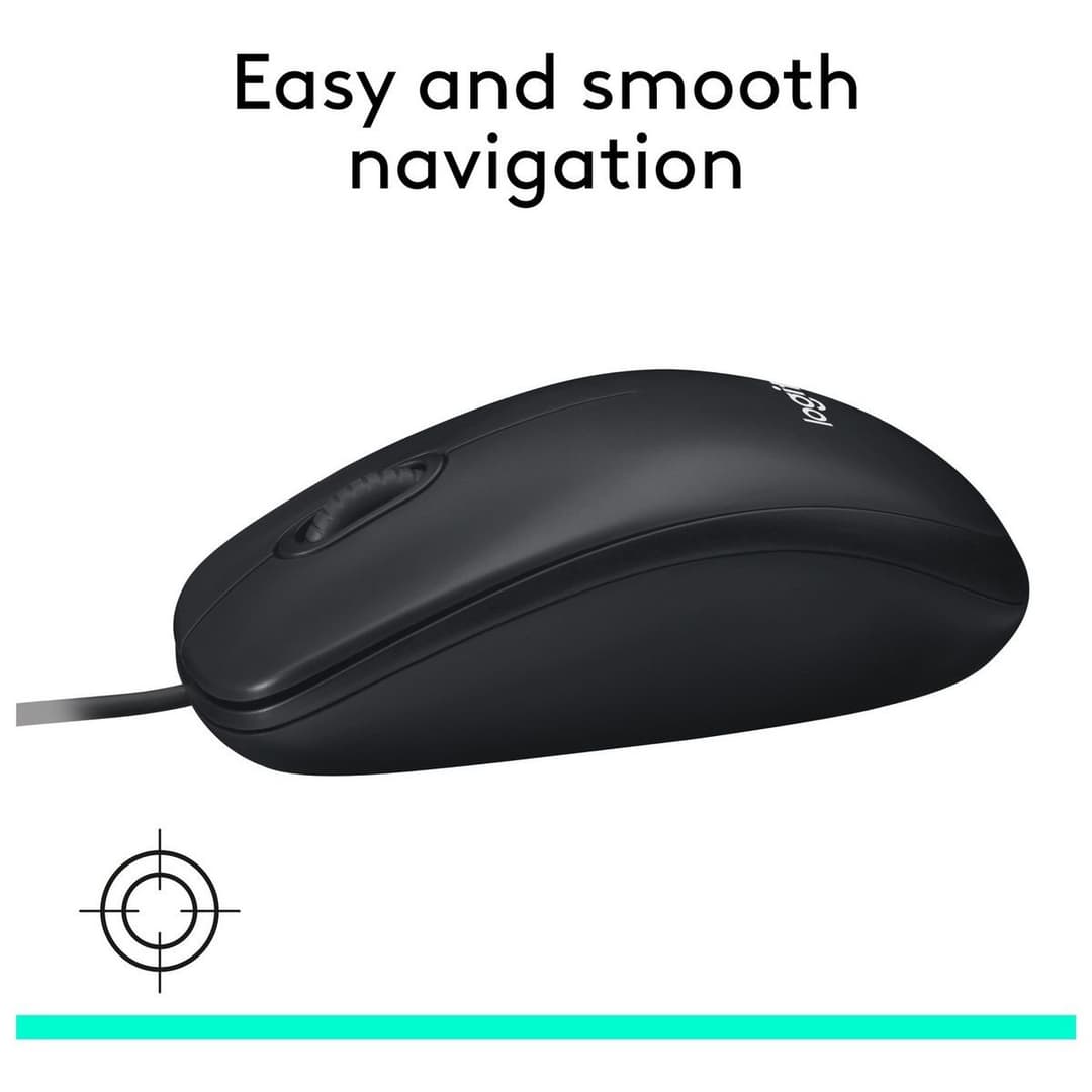 Logitech M100 Wired Mouse - Black - Image 6