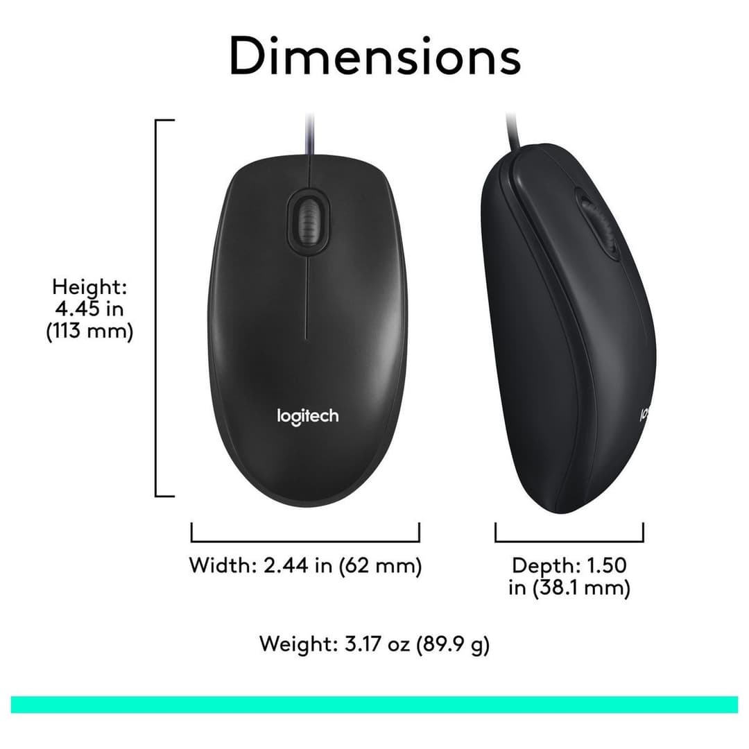 Logitech M100 Wired Mouse - Black - Image 8