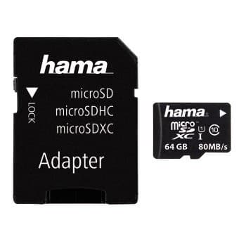 Hama microSD UHS-I Class 10 Memory Card with SD Adapter - 64GB - Image 1