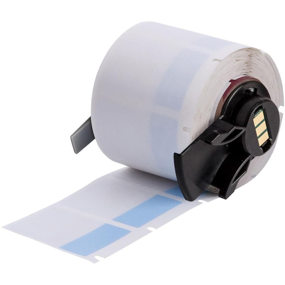 Brady M6-31-427-BL Self-Laminating Vinyl Wrap-Around Labels 25.4mm x 38.1mm Blue/Clear 250 Labels for M610/M611/BMP61/M710/BMP71 - Image 1