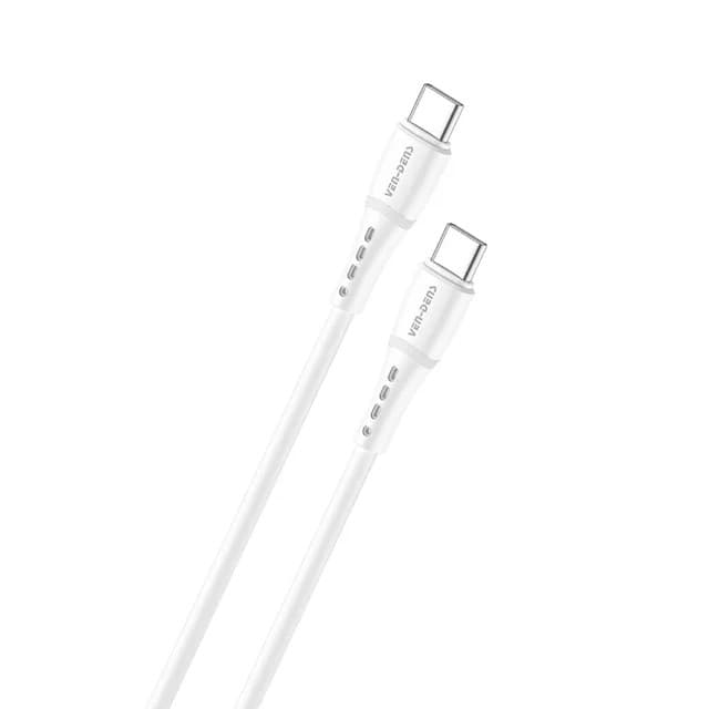 Ven-Dens 60W Silicone USB-C to USB-C Cable Durable & High-Performance VD-DCO05 - White - Image 1