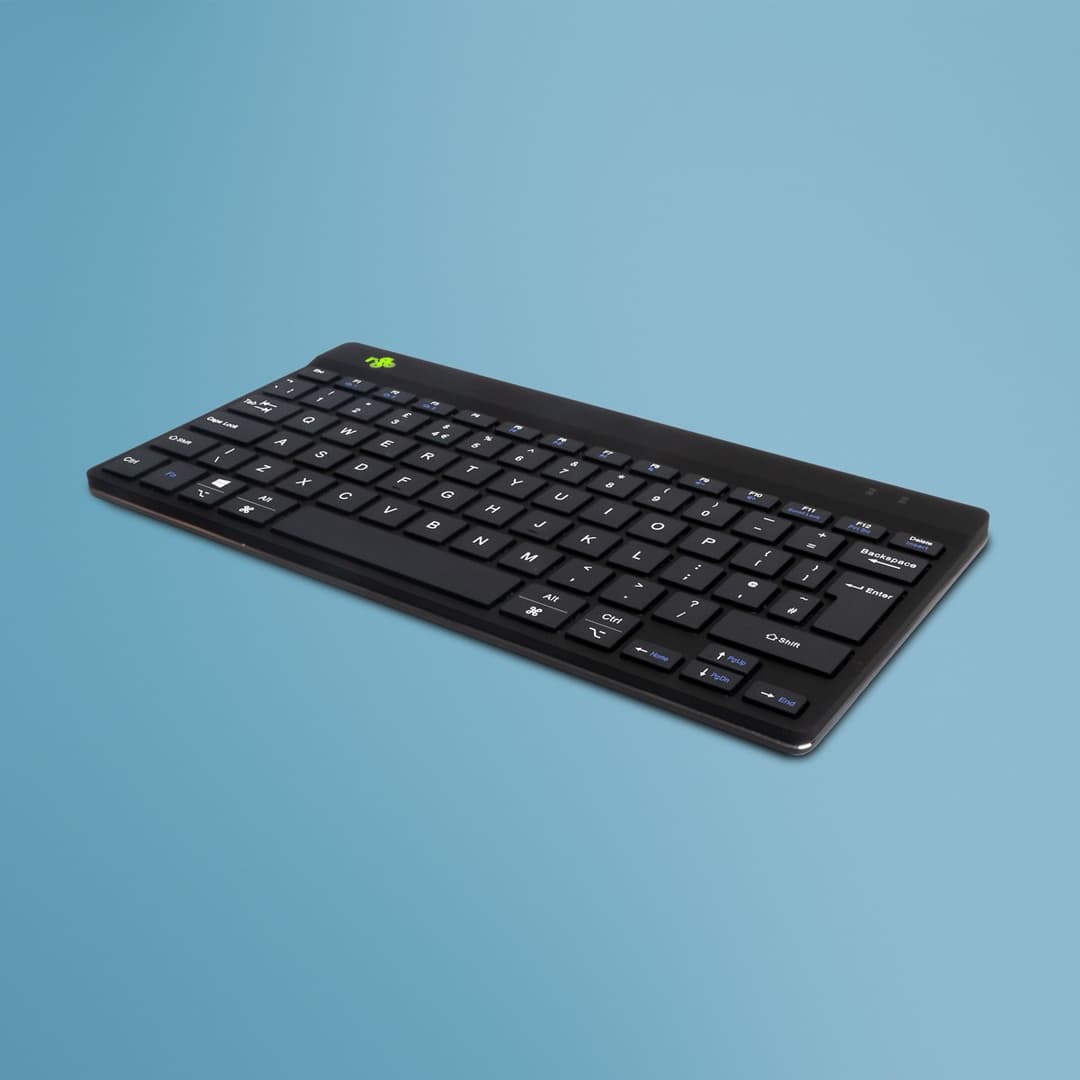 R-Go Tools Compact Break Ergonomic Keyboard, QWERTY (UK), Black - Bluetooth - Image 1