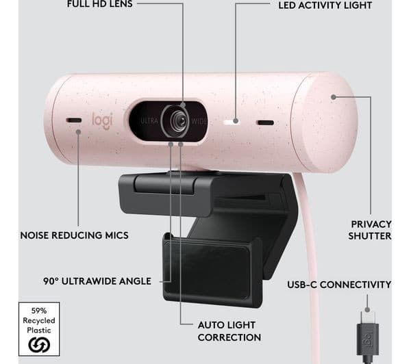 Logitech Brio 500 Webcam Rose - Image 7