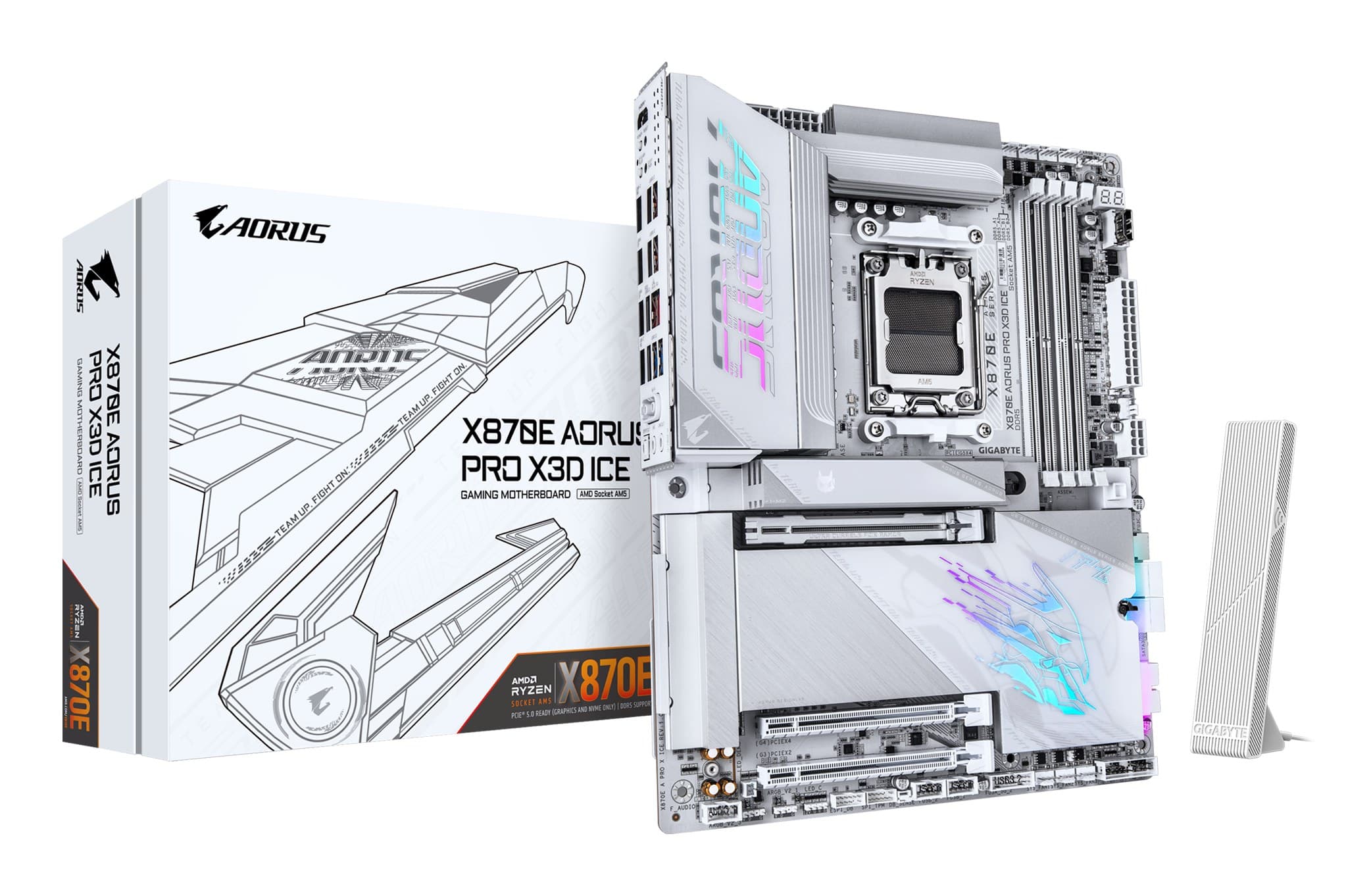 GIGABYTE X870E AORUS PRO X3D AMD AM5 ATX DDR5 Wi-Fi 7 Motherboard - White (ICE)