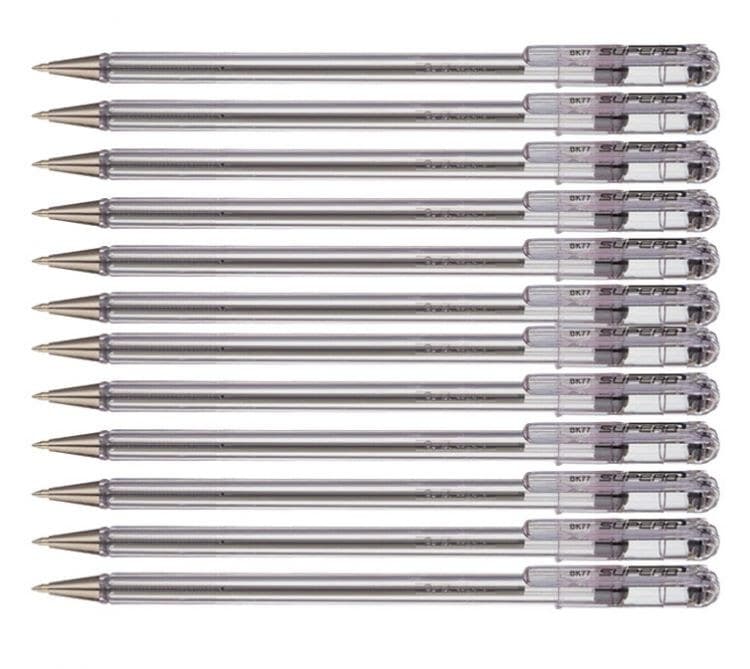 Pentel Superb BK77 12 Pack Black Ballpoint Pen 0.7mm Tip 0.25mm Line
