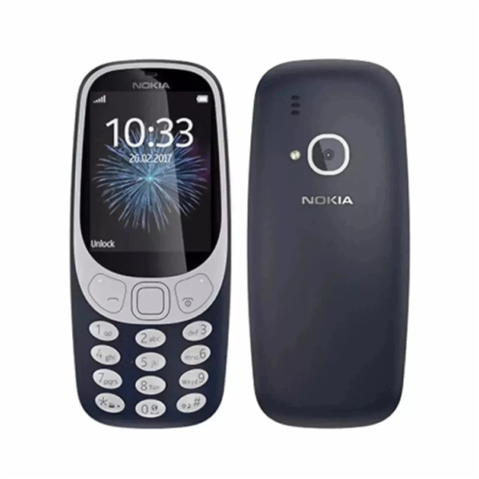 Nokia 3310 Unlocked Dual SIM Mobile Phone, 2.4" Screen, 2MP Camera - Dark Blue