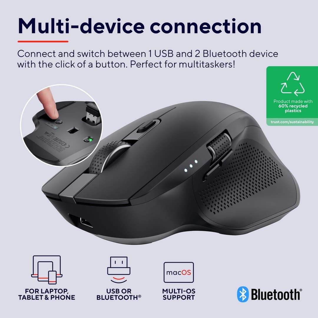 Trust Ozaa Plus Multi-Device Wireless Mouse - Black - Image 6