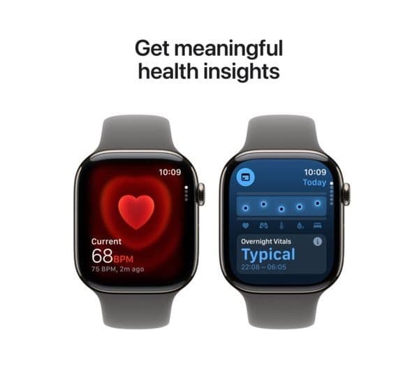 Apple Watch Series 11 GPS + Cellular 46mm Natural Titanium Case with Stone Grey Sport Band - S/M - Image 5