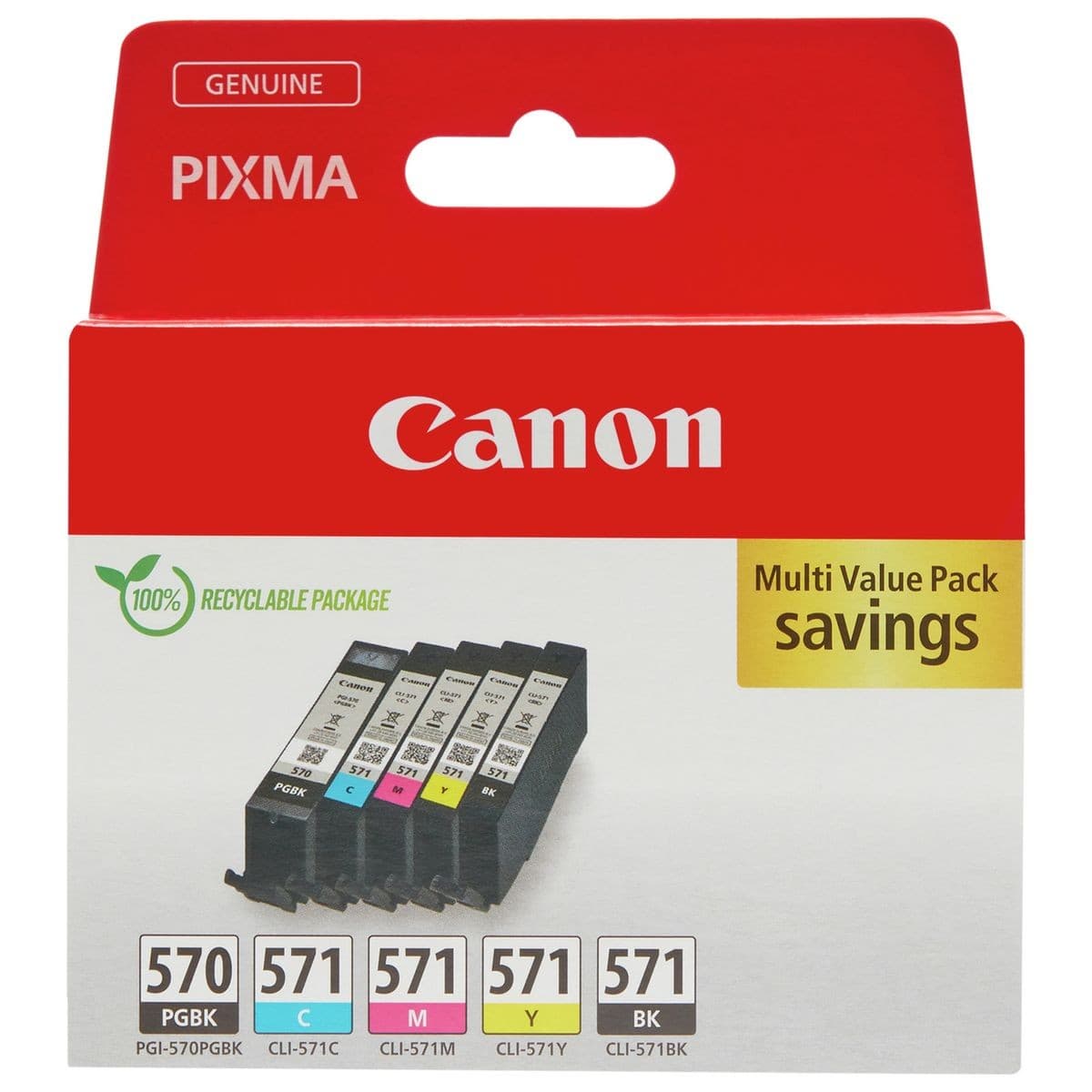 Canon PGI-570 & CLI-571 Ink Cartridges - Black & Colour - Standard Yield 5 Pack