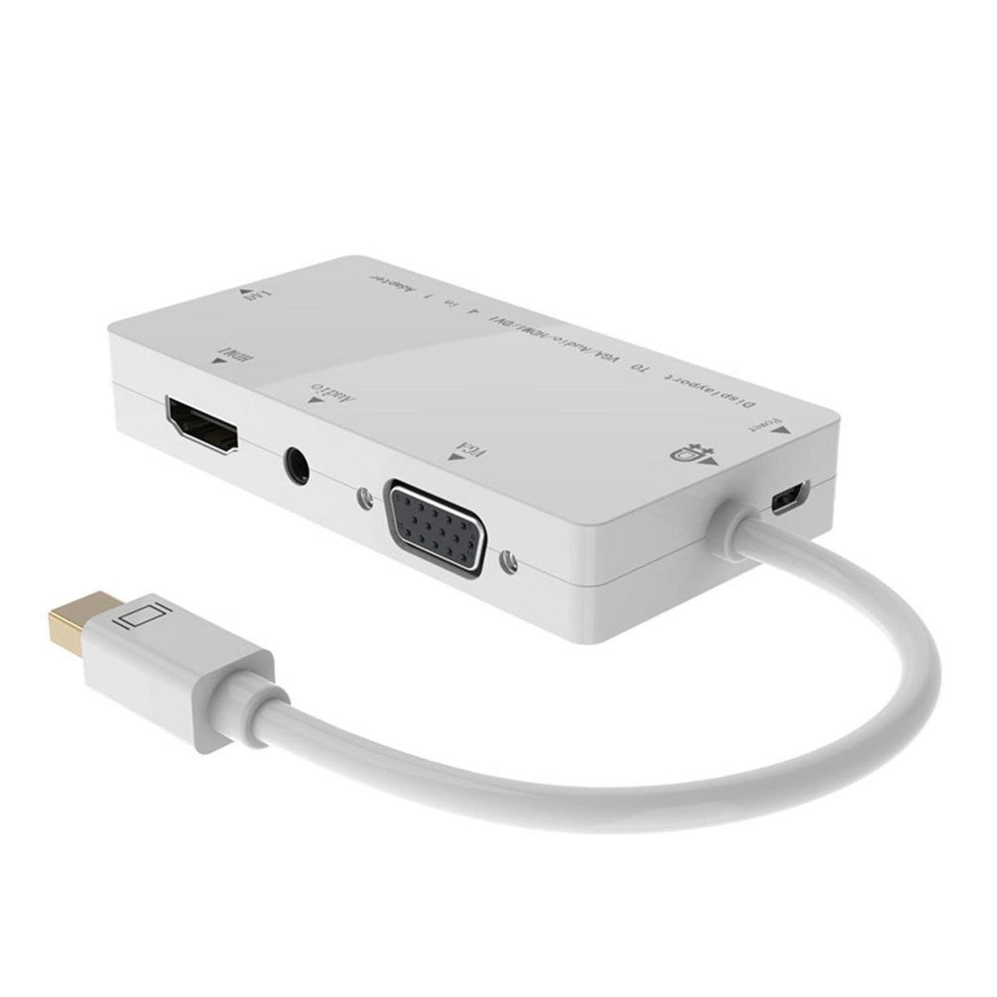 MicroConnect MDPDVIHDMIVGAAA Mini DisplayPort to DVI/HDMI/VGA Adapter with Audio - White