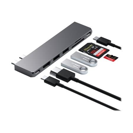 Satechi - PRO Hub Slim USB-C Hub 7-in-1 w/ USB 4 Port, 4K HDMI, USB3.2 Gen 2, SD/TF Card Reader, and 100W USB C PD for Mac - Space Gray - Image 2