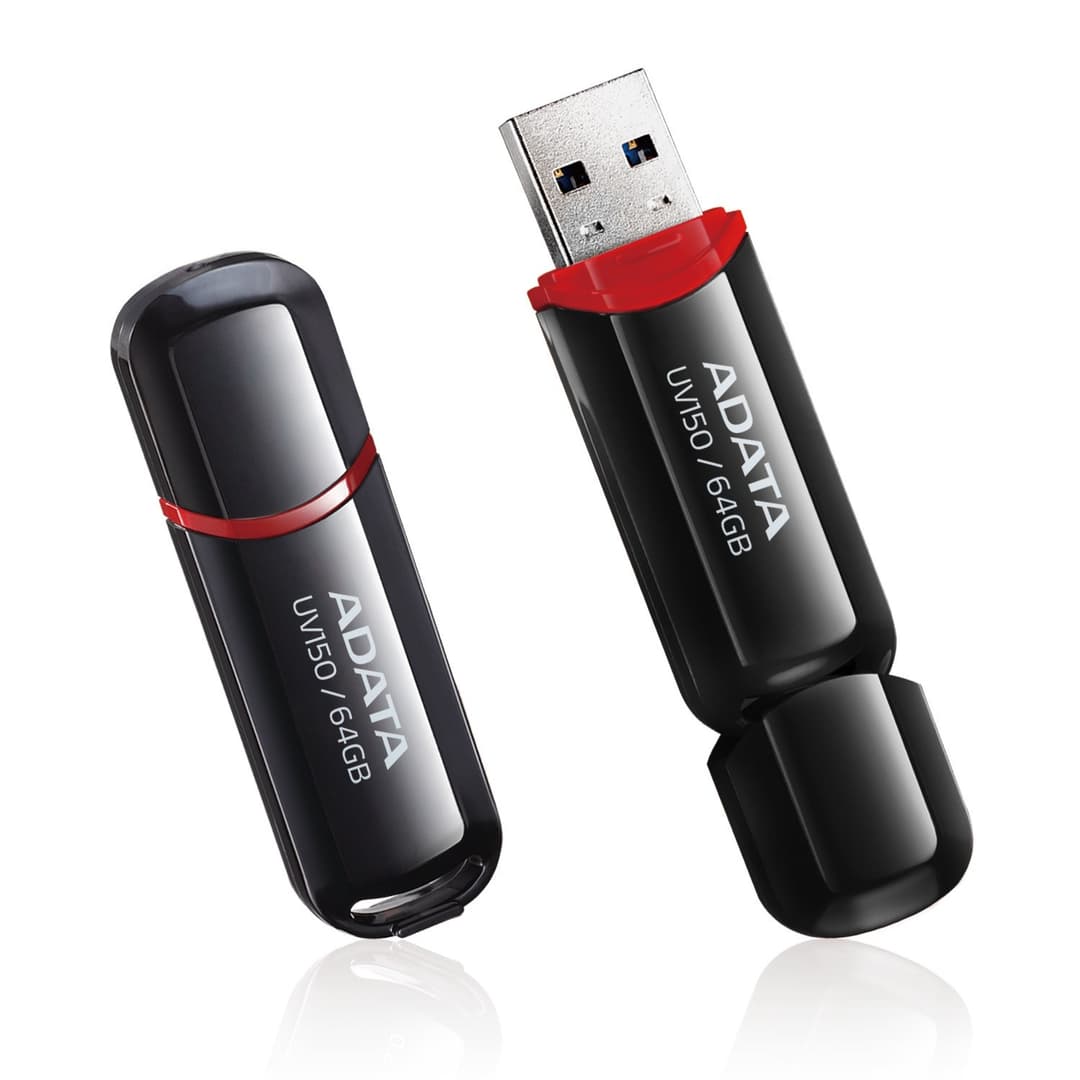 64GB AData UV150 USB3.2 Flash Drive - Black/Red - Image 2