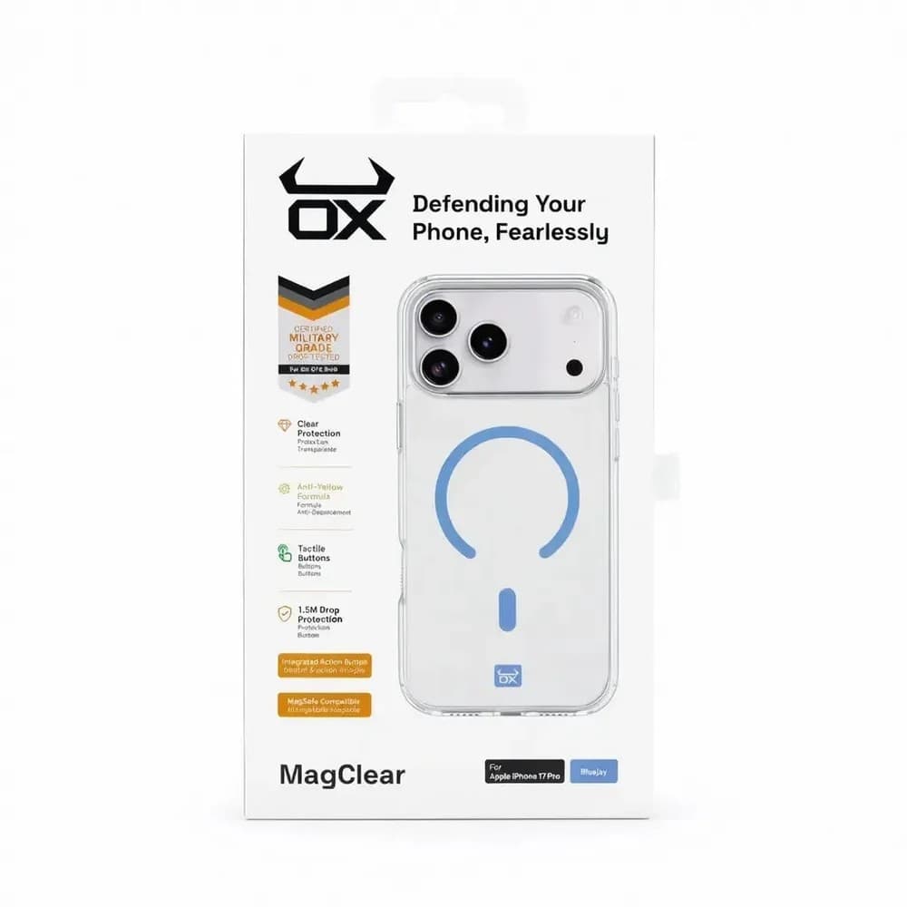OX MagClear MagSafe Case for Apple iPhone 17 Pro – Blue - Image 1