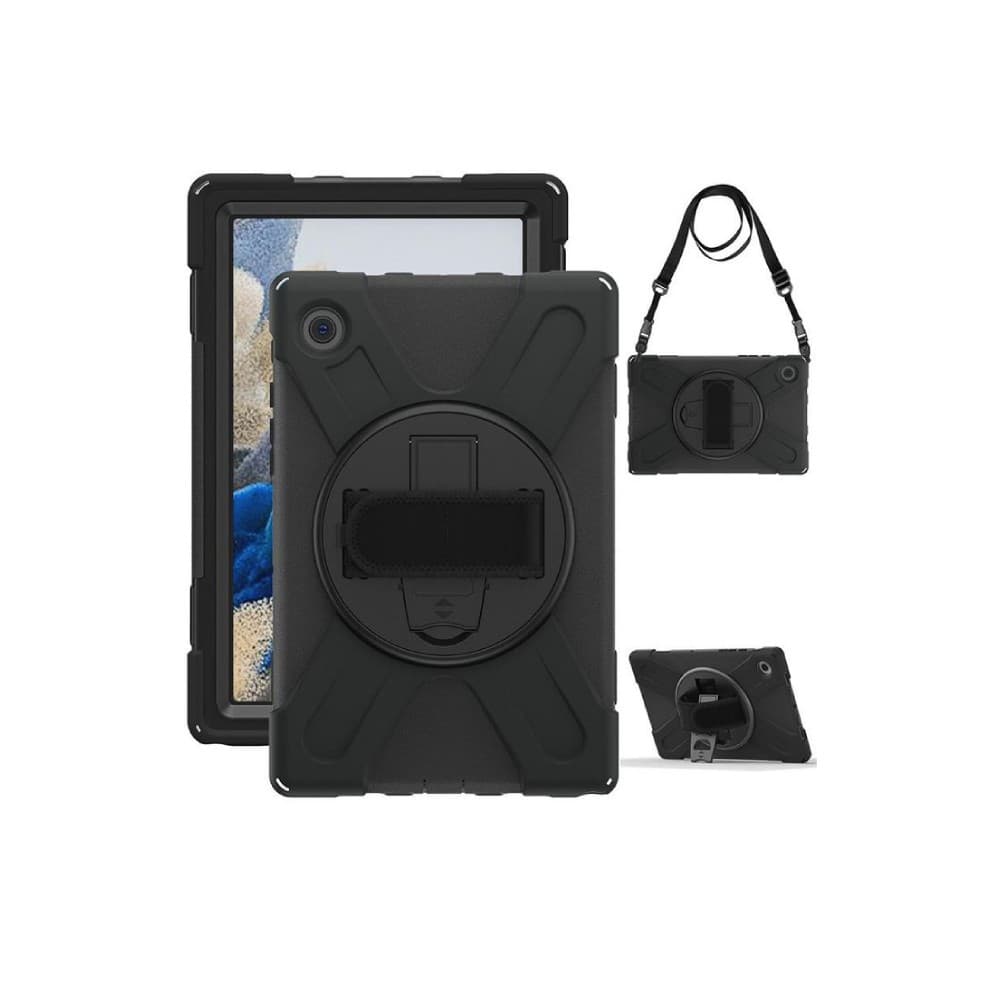 eSTUFF AUSTIN Defender Case with Hand Strap for Samsung Galaxy Tab A8 10.5 - Black - Image 1