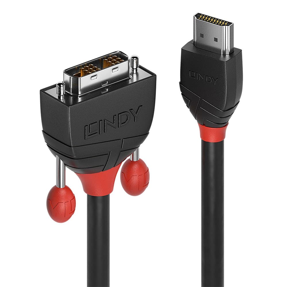 Lindy 2m HDMI to DVI Cable, Black Line - Image 1
