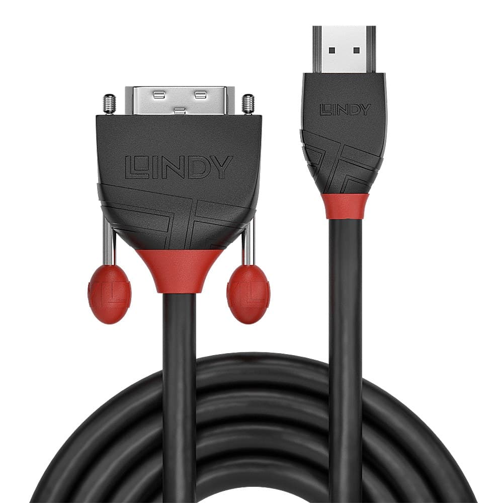 Lindy 2m HDMI to DVI Cable, Black Line - Image 2