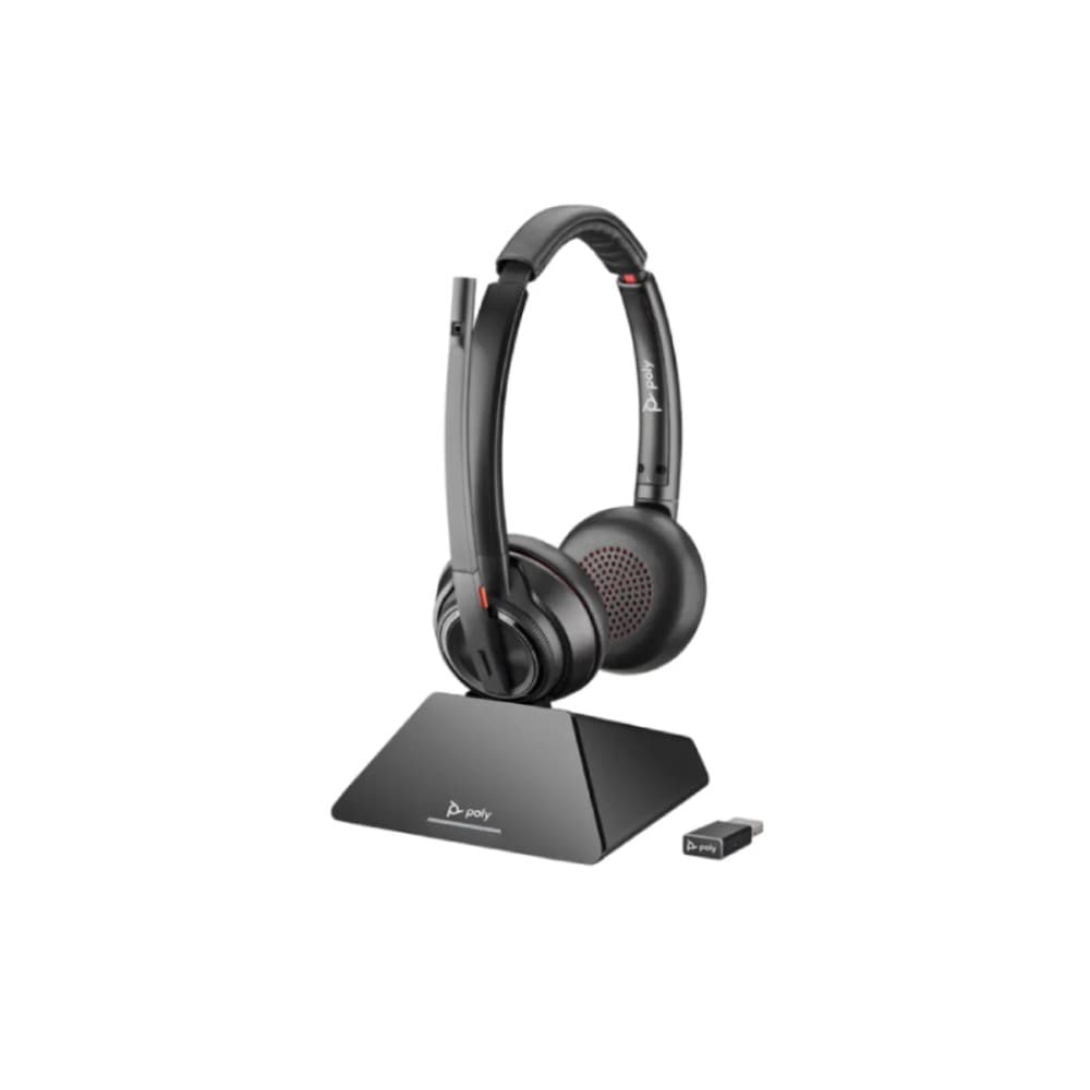 Poly Savi 8220 UC Stereo Wireless Binaural Headset - Black - Image 1