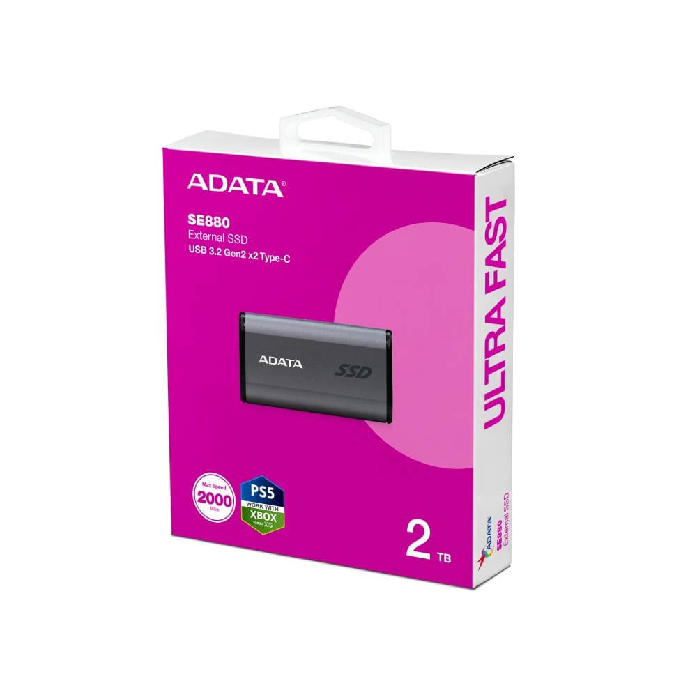 Adata SE880 Pocket Size 2TB USB 3.2 Gen2 External SSD - Titanium Grey - Image 3