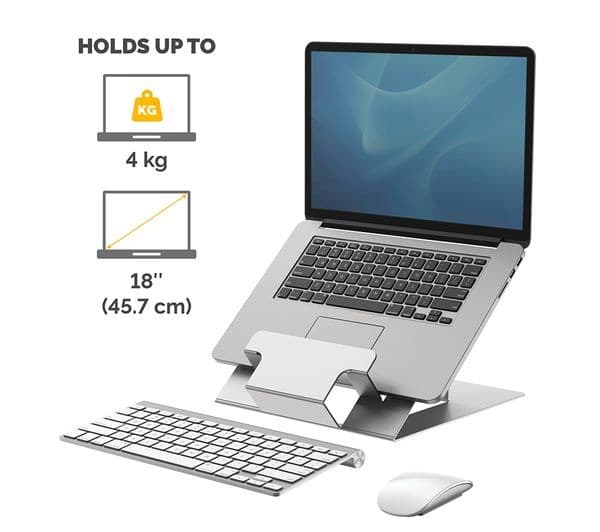 FELLOWES Hylyft Laptop Stand 5010501 - 6 Height Adjustments, Max Laptop Size 18 inch, Max Weight 4kg - Silver - Image 3