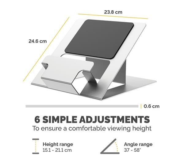 FELLOWES Hylyft Laptop Stand 5010501 - 6 Height Adjustments, Max Laptop Size 18 inch, Max Weight 4kg - Silver - Image 4