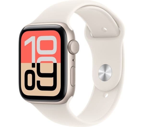 APPLE Watch SE 3, 44 mm Starlight Aluminium Case with Starlight Sport Band, M/L - Image 1
