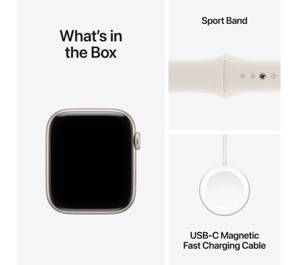 APPLE Watch SE 3, 44 mm Starlight Aluminium Case with Starlight Sport Band, M/L - Image 9