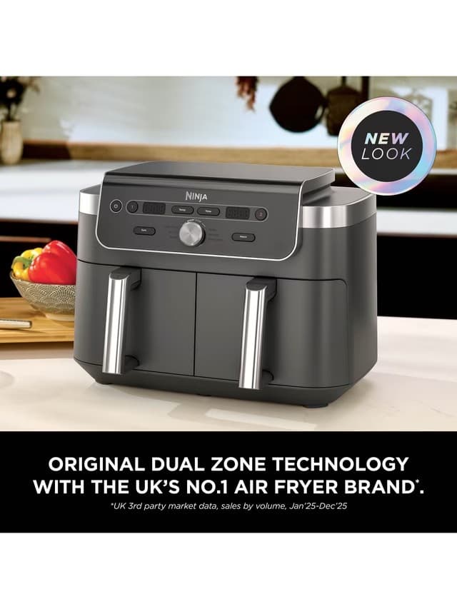 NINJA 6-in-1 DualZone XL DZ901UK 9.5L Dual Air Fryer 2 x 4.75L Drawers SYNC MATCH - Grey - Image 2