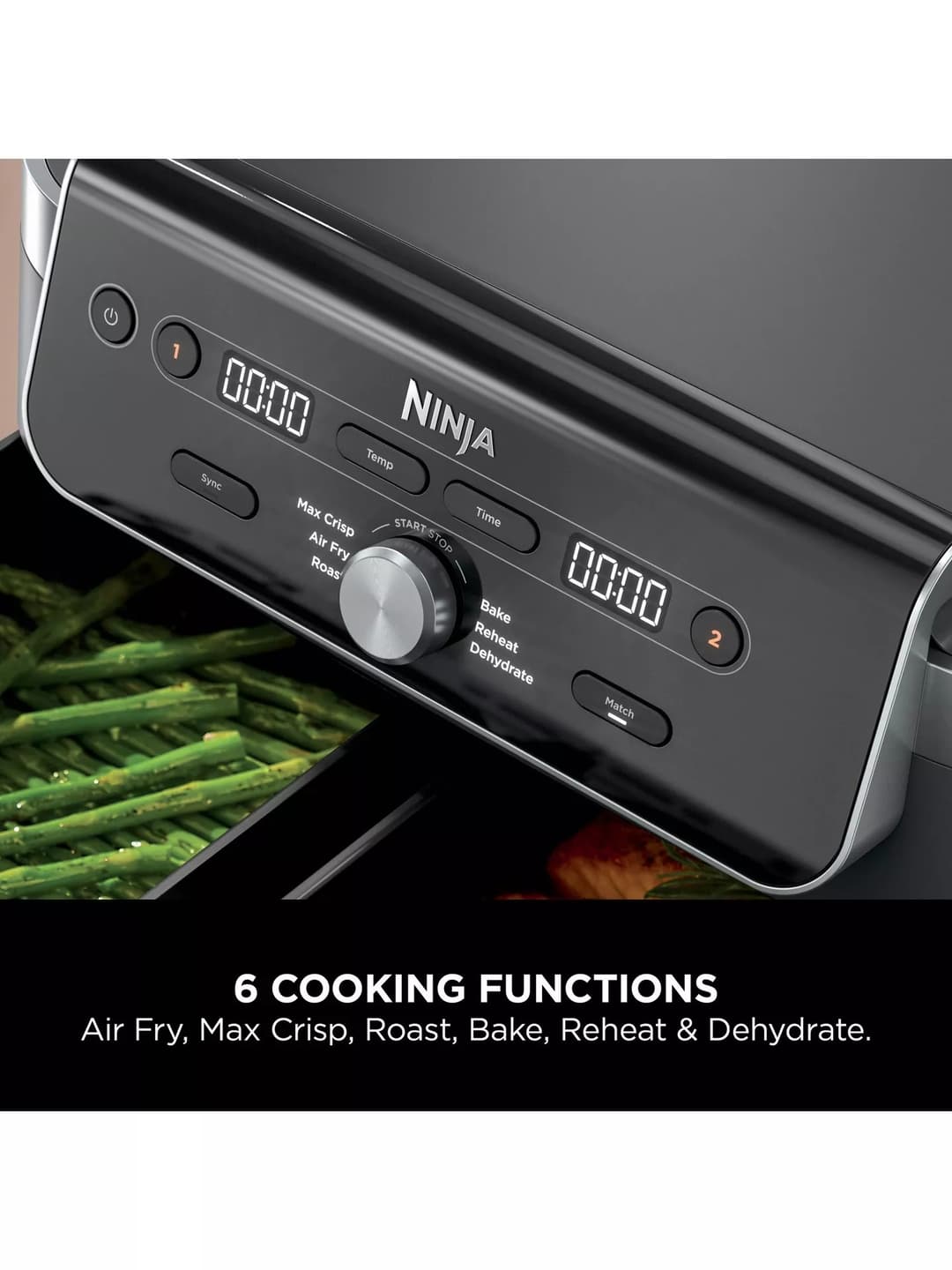 NINJA 6-in-1 DualZone XL DZ901UK 9.5L Dual Air Fryer 2 x 4.75L Drawers SYNC MATCH - Grey - Image 4