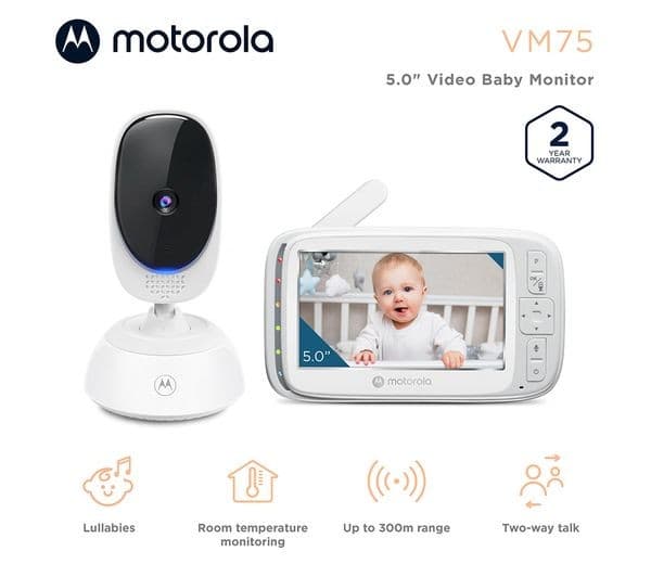 MOTOROLA VM75 5" Video Baby Monitor - White - Image 3