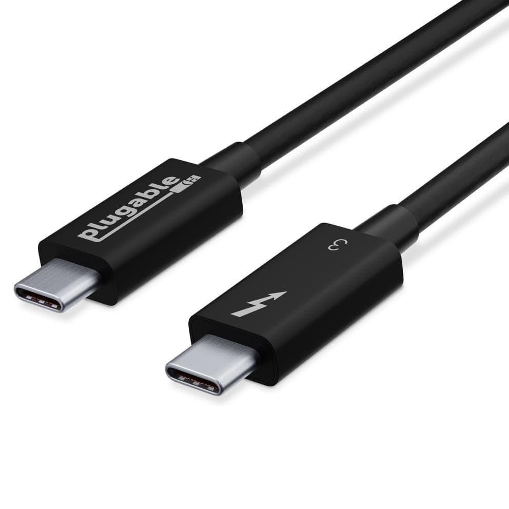 Plugable Technologies Thunderbolt 3 Cable 40Gbps Supports 100W (20V, 5A) Charging, 2.6ft / 80cm Thunderbolt-Certified USB C Compatible - Driverless - Image 1