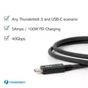 Plugable Technologies Thunderbolt 3 Cable 40Gbps Supports 100W (20V, 5A) Charging, 2.6ft / 80cm Thunderbolt-Certified USB C Compatible - Driverless thumbnail 3
