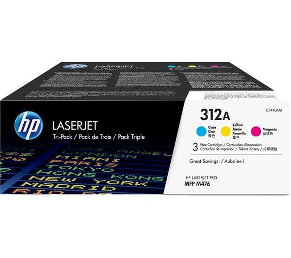 HP 312A CF440AM Original LaserJet Toner Cartridge 3-Pack - Cyan, Magenta, Yellow - Image 1