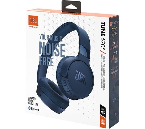 JBL Tune 670NC Wireless Bluetooth On-Ear Noise-Cancelling Headphones - Blue - Image 2