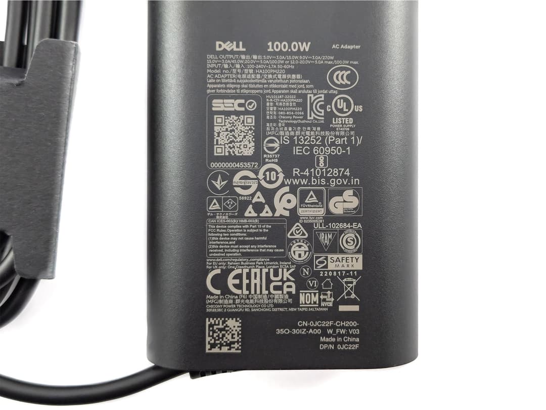 Dell 100W Type-C Charger Power Supply AC Adapter - Black - Image 3
