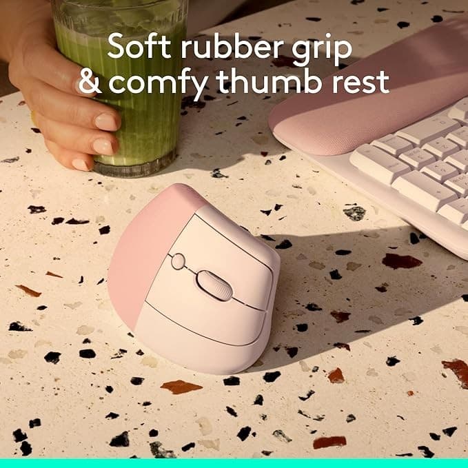 Logitech Lift Vertical Ergonomic Mouse - Rose - Image 3