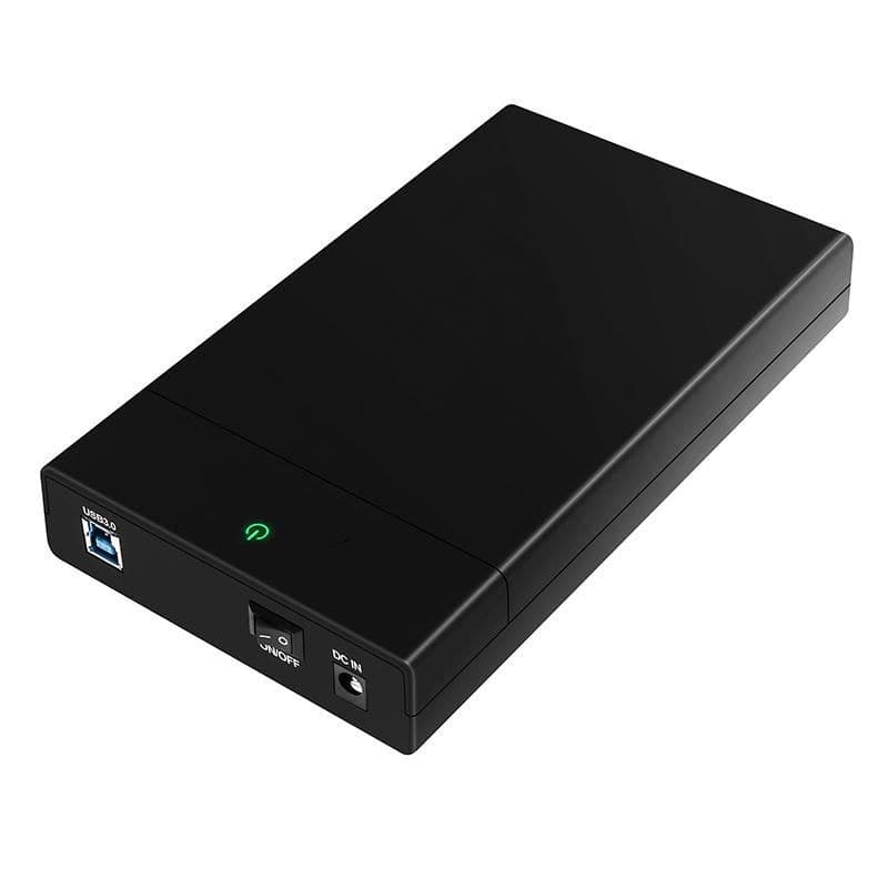 CoreParts K3568 3.5" SATA to USB 3.0 External Hard Drive Enclosure — Slide Type, LED Indicator, up to 10TB, EU Plug, Black