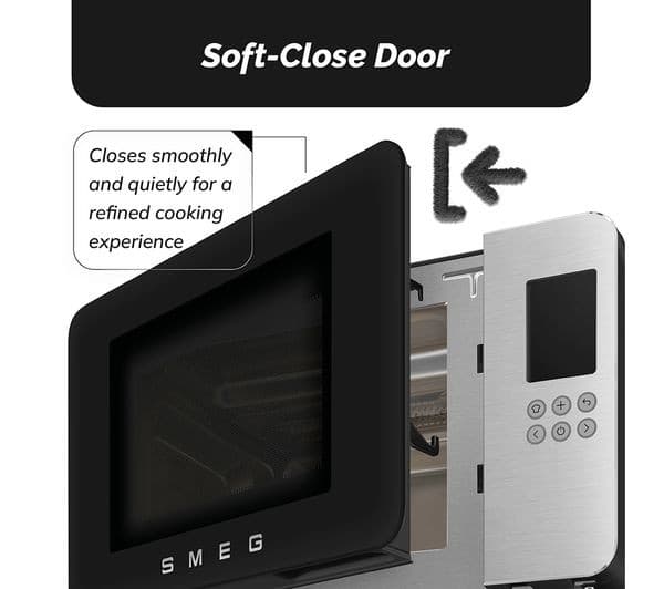 SMEG Collezione MOC01BLMUK Microwave with Grill 29L 900W Inverter 18 Auto Cook Programmes - Black - Image 6