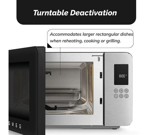 SMEG Collezione MOC01BLMUK Microwave with Grill 29L 900W Inverter 18 Auto Cook Programmes - Black - Image 8