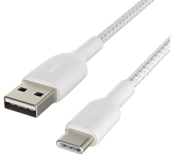 Belkin BoostCharge Braided USB-A to USB-C Cable 15W 1m White - Image 4