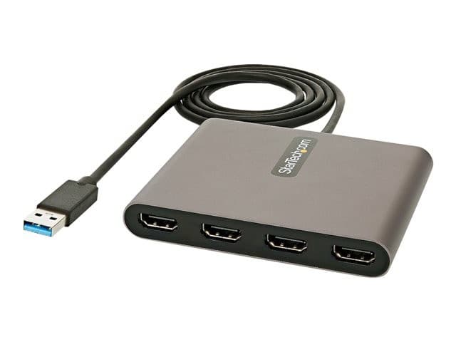StarTech.com USB 3.0 to 4 HDMI Adapter, External Video & Graphics Card, USB Type-A to Quad HDMI Monitor Display Adapter Dongle, 1080p 60Hz, USB 3.0 to HDMI Adapter/Video Converter, Windows - Multi Monitor Adapter - adapter cable - HDMI / USB - 1 m - Image 3